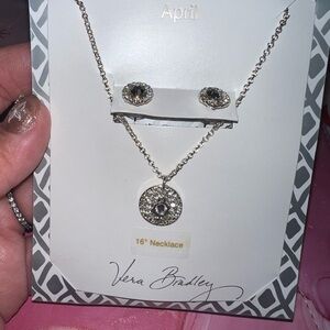 Vera Bradley Silver and Black Necklace Set